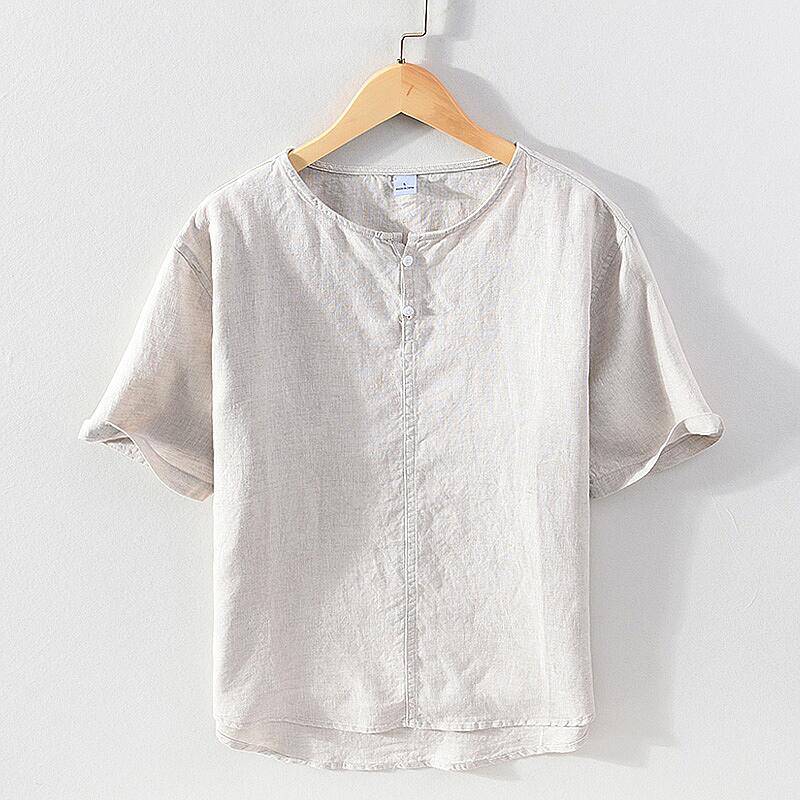 Linen Short Sleeve Shirt - Loose Fit